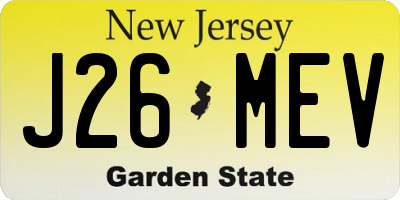 NJ license plate J26MEV