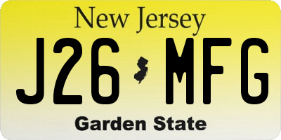 NJ license plate J26MFG