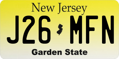 NJ license plate J26MFN