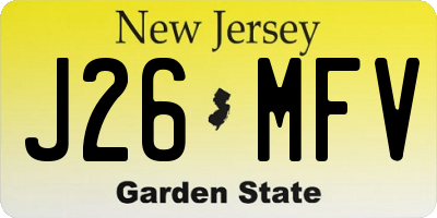 NJ license plate J26MFV