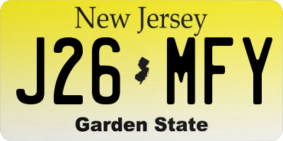 NJ license plate J26MFY