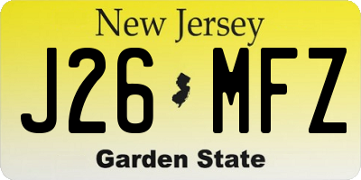 NJ license plate J26MFZ