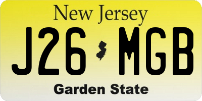 NJ license plate J26MGB