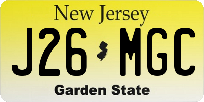 NJ license plate J26MGC