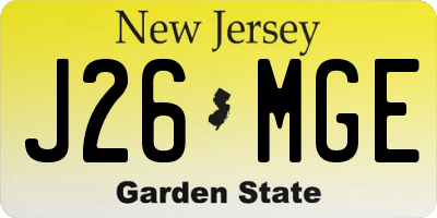 NJ license plate J26MGE