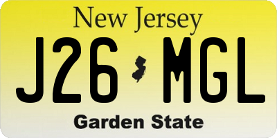NJ license plate J26MGL