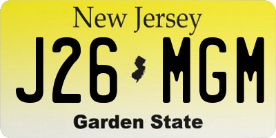 NJ license plate J26MGM