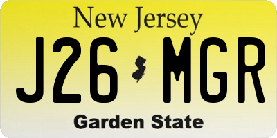 NJ license plate J26MGR
