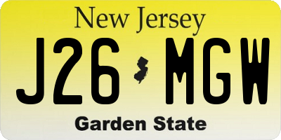 NJ license plate J26MGW