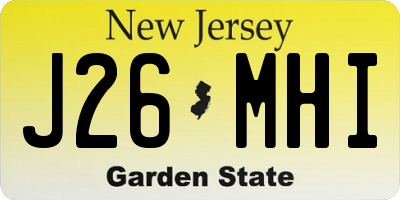 NJ license plate J26MHI