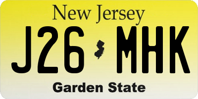 NJ license plate J26MHK