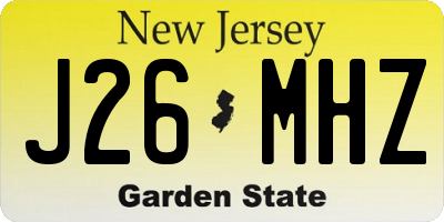 NJ license plate J26MHZ