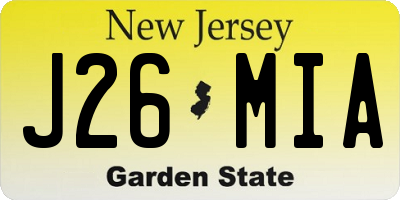 NJ license plate J26MIA