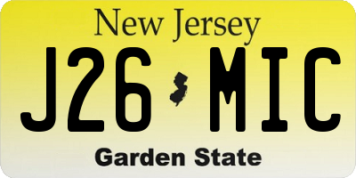 NJ license plate J26MIC