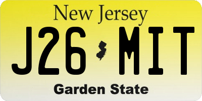 NJ license plate J26MIT