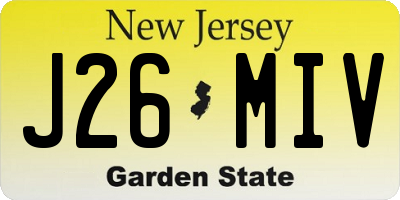 NJ license plate J26MIV