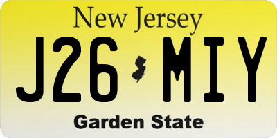 NJ license plate J26MIY