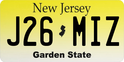 NJ license plate J26MIZ