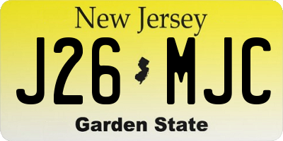 NJ license plate J26MJC