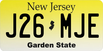 NJ license plate J26MJE
