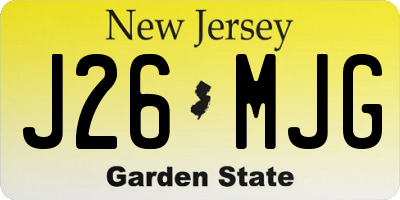 NJ license plate J26MJG