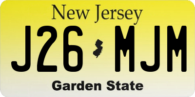 NJ license plate J26MJM