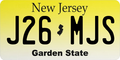 NJ license plate J26MJS
