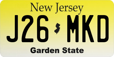 NJ license plate J26MKD