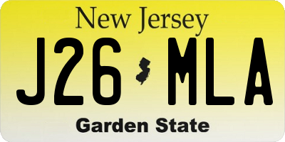 NJ license plate J26MLA