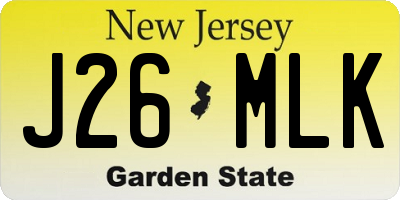 NJ license plate J26MLK