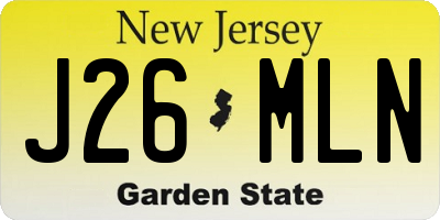 NJ license plate J26MLN