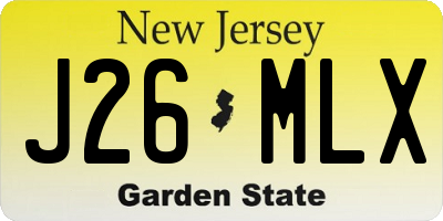 NJ license plate J26MLX