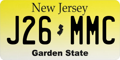 NJ license plate J26MMC