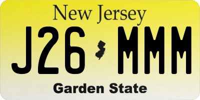 NJ license plate J26MMM