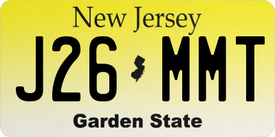 NJ license plate J26MMT