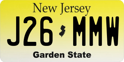 NJ license plate J26MMW