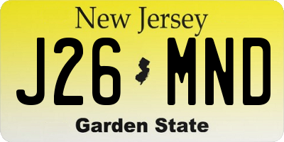 NJ license plate J26MND