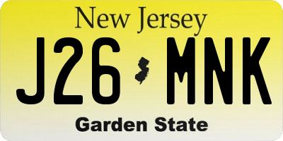 NJ license plate J26MNK