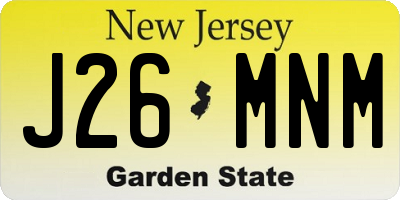 NJ license plate J26MNM