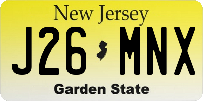 NJ license plate J26MNX