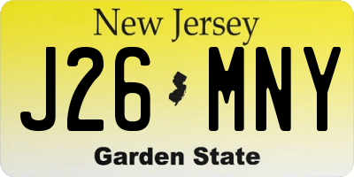 NJ license plate J26MNY