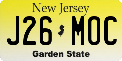 NJ license plate J26MOC