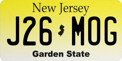NJ license plate J26MOG