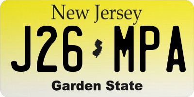 NJ license plate J26MPA
