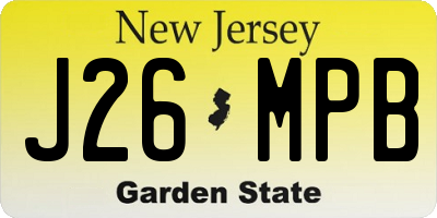 NJ license plate J26MPB