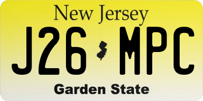 NJ license plate J26MPC