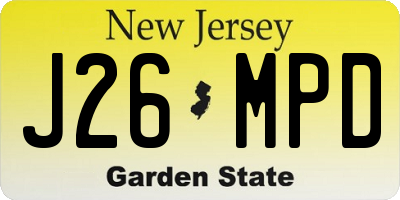 NJ license plate J26MPD