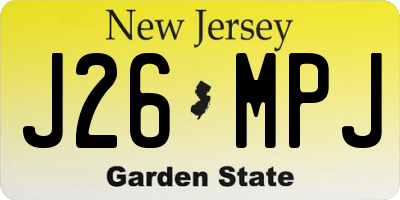 NJ license plate J26MPJ