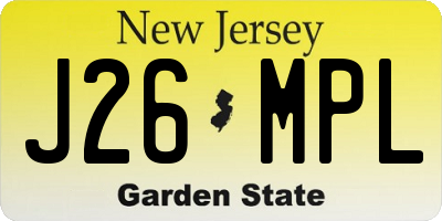 NJ license plate J26MPL