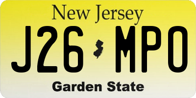 NJ license plate J26MPO